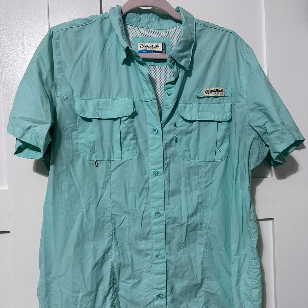 Magellan Outdoors Fish Gear Fishing Shirt XL teal blue
